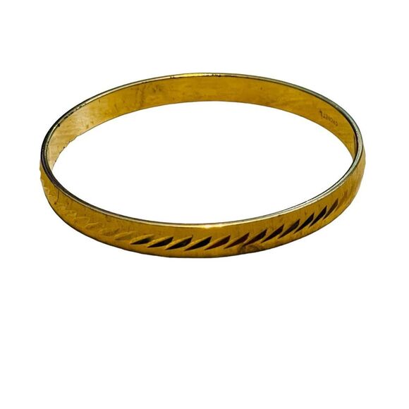 Vintage Monet Gold Etched Bangle Bracelet - Picture 3 of 11